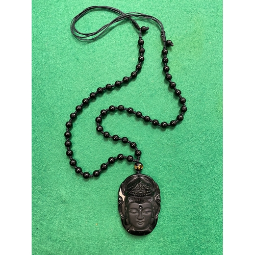 187 - Black Onyx Crystal Buddha Necklace