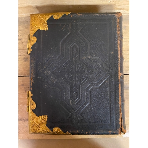 192 - National Illustrated Comprehensive Family Bible, c19th Century with Metal Clasps