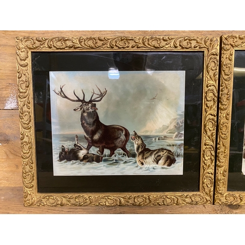 22 - Pair of Victorian Stag Pictures, taken from painting by Sir Edwin Landseer