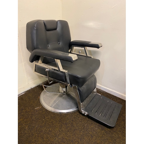 395 - Black Swivel Barbers Chair with Seat Cushion