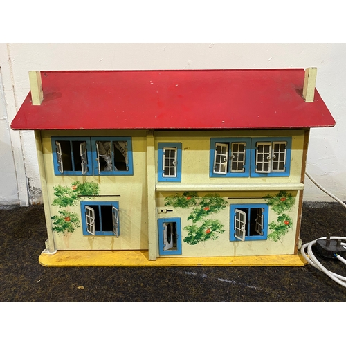 355 - Vintage Dolls House with Selection of Furniture, some pieces AF