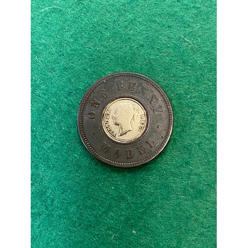 212 - Queen Victoria One Penny Model Bi-metallic Coin