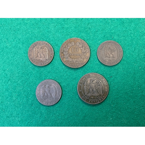 214 - 19th Century French Coins x5