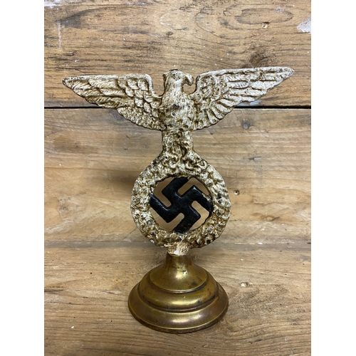 190 - Nazi Eagle Coat of Arms Metal Statue