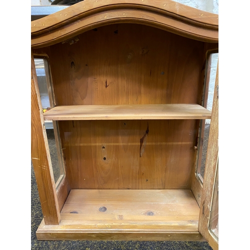 401 - Small Rustic Pine Display Cabinet with Cast Iron Hinges