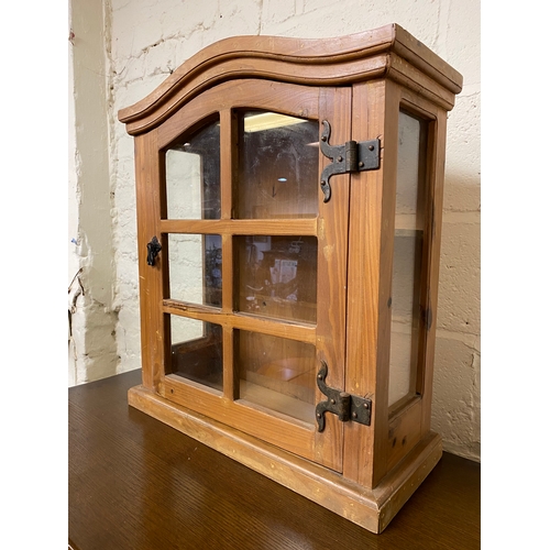 401 - Small Rustic Pine Display Cabinet with Cast Iron Hinges