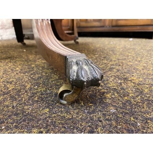 405 - Victorian c.1890's Drop Leaf Table on Metal Lions Paw Feet and Casters