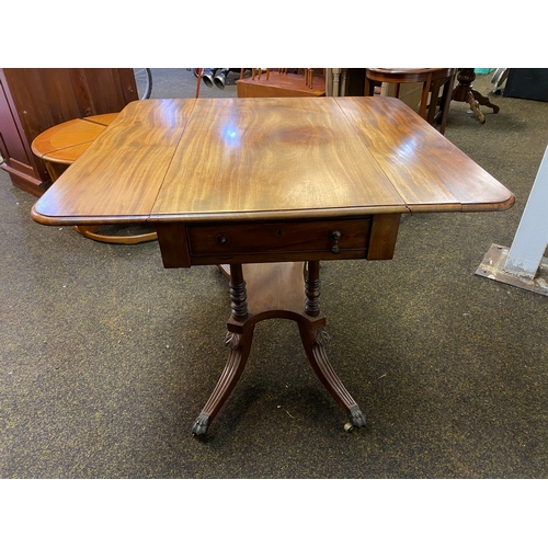 405 - Victorian c.1890's Drop Leaf Table on Metal Lions Paw Feet and Casters