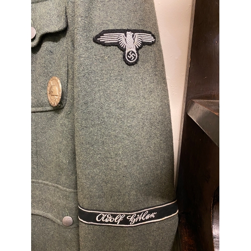 115 - Military Wool Jacket (size S) and Cap with Reproduction Nazi Badges and Medals