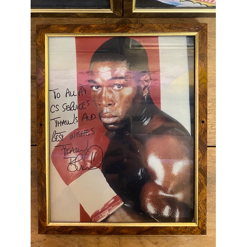 28 - Three Framed Frank Bruno Pictures, one with Brenda Blethyn