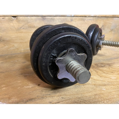 93 - Pair of Steel Spinlock Dumbbells with Cast Iron Weights