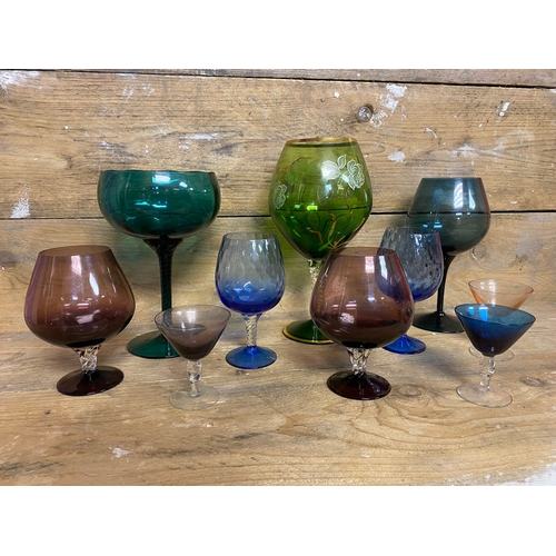 345 - Collection of Vintage Coloured Glasses