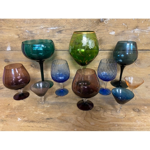 345 - Collection of Vintage Coloured Glasses