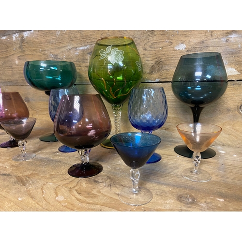 345 - Collection of Vintage Coloured Glasses