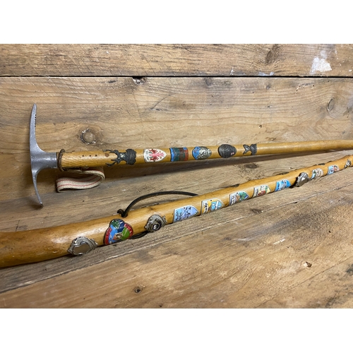 94 - Pair of Vintage Walking Sticks with Badges