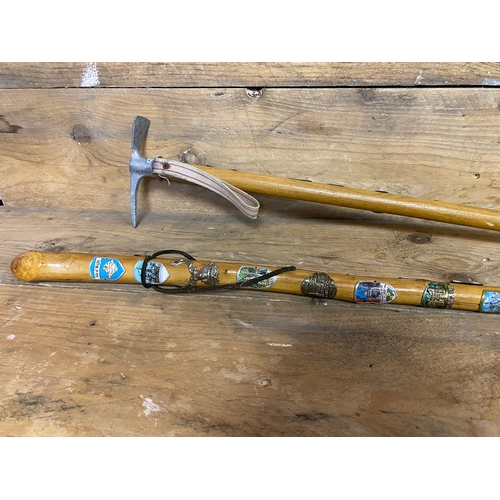 94 - Pair of Vintage Walking Sticks with Badges