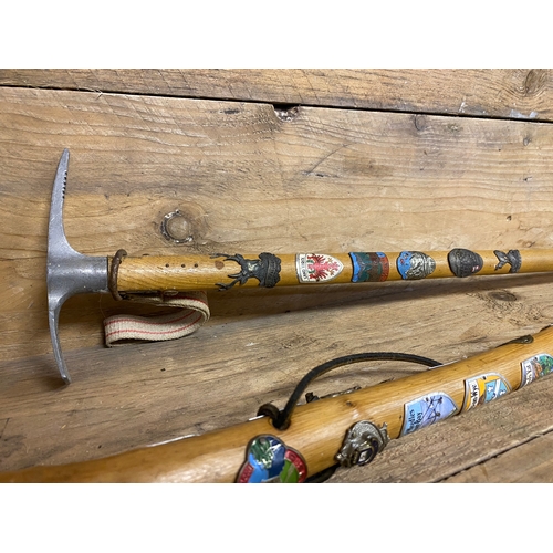 94 - Pair of Vintage Walking Sticks with Badges