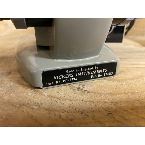 289 - Vintage Vickers Microscope and Light Unit with Wooden Carry Case
