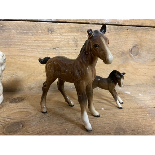 10 - Collection of 3x Beswick Horses and a Shire Horse (AF)