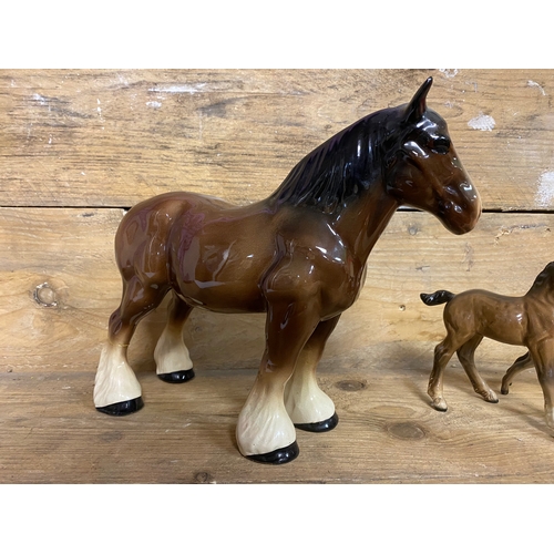 10 - Collection of 3x Beswick Horses and a Shire Horse (AF)