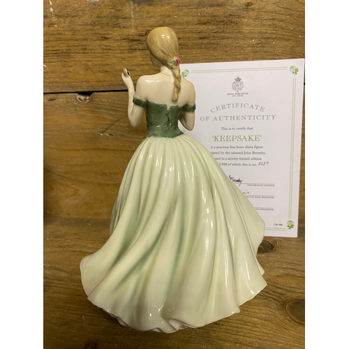 12 - Royal Worcester Lady - Keepsake, with Certificate