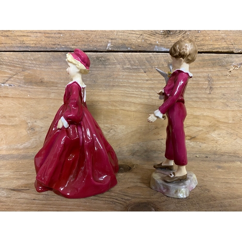 16 - Pair of Royal Worcester Figures - 'Grandmothers Dress' and 'Parakeet'