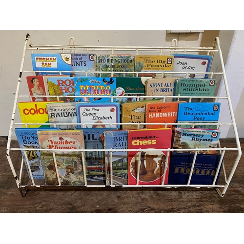 91 - Collection of Vintage Childrens Books on Wire Stand, mainly Ladybird