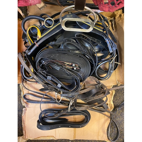 151 - Collection of Childs Riding Equipment including Grooming kit, Tack and Tack Stand