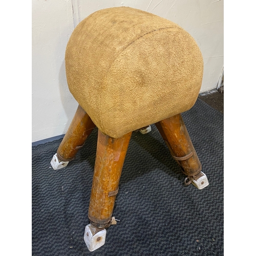 153 - Vintage Leather Pommel Horse with Extendable Legs