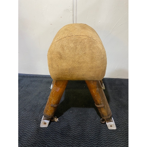 153 - Vintage Leather Pommel Horse with Extendable Legs