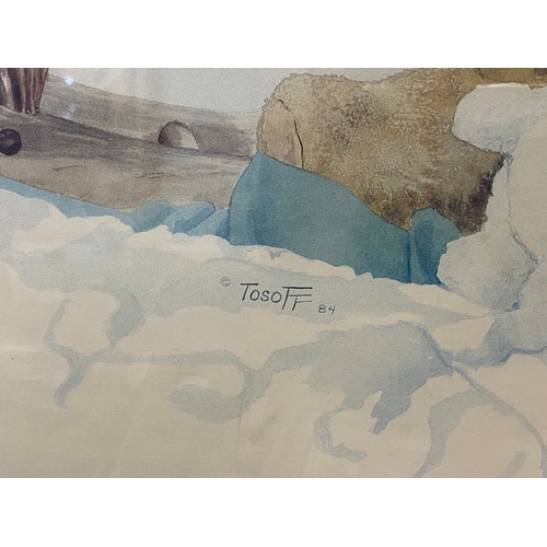 160 - 2x Prints of Watercolours by Tosoff 1984 (50.5x40.5cm)