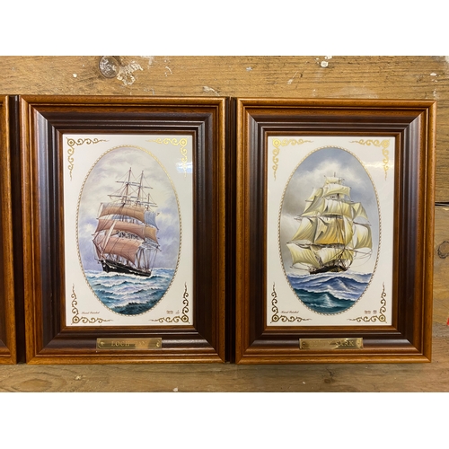 164 - Collection of 4x Limited Edition Framed Spode Wall Plaques of Famous Ships