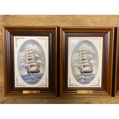 164 - Collection of 4x Limited Edition Framed Spode Wall Plaques of Famous Ships