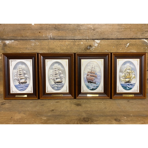 164 - Collection of 4x Limited Edition Framed Spode Wall Plaques of Famous Ships