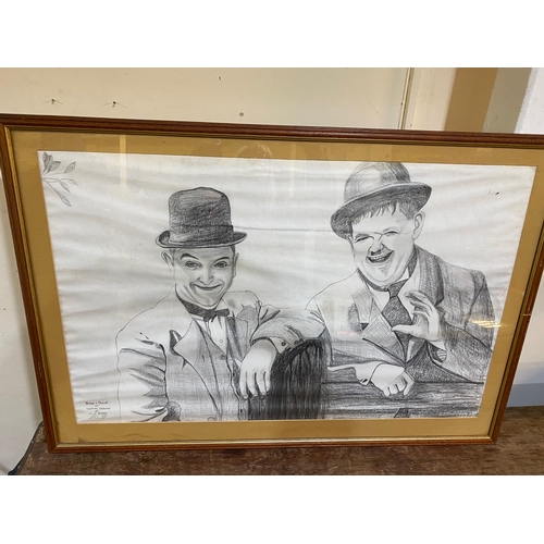 165 - Laurel and Hardy Original Pencil Drawing by C. J. Bragg