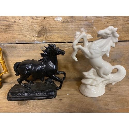 215 - Quantity of Horse Related Collectables including Spelter Figure