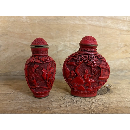 240 - Pair of Chinese Cinnabar Scent Bottles