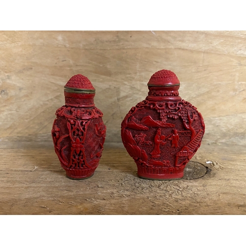 240 - Pair of Chinese Cinnabar Scent Bottles