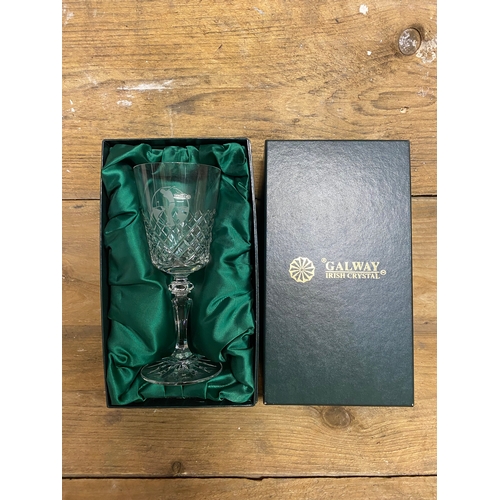 244 - Boxed Galway Irish Crystal Glass, Golfer Etching