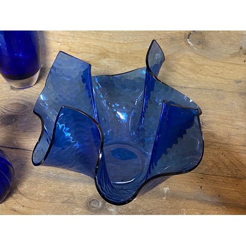 249 - Collection of Blue Glass including Davidson Glass Bowl