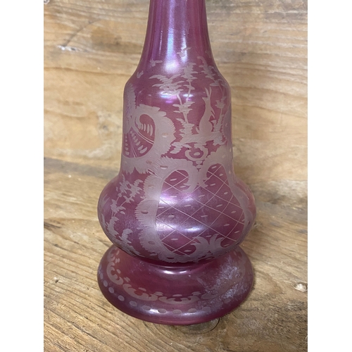 250 - Etched Purple Glass Decanter