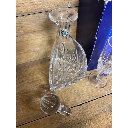 251 - Crystal Thomas Webb Decanter with Two Crystal Glasses