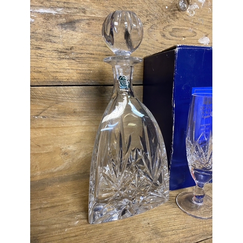 251 - Crystal Thomas Webb Decanter with Two Crystal Glasses