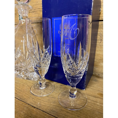 251 - Crystal Thomas Webb Decanter with Two Crystal Glasses