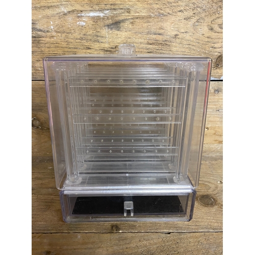 266 - Clear Plastic Jewellery Display Box with Sliding Holders and Single Drawer