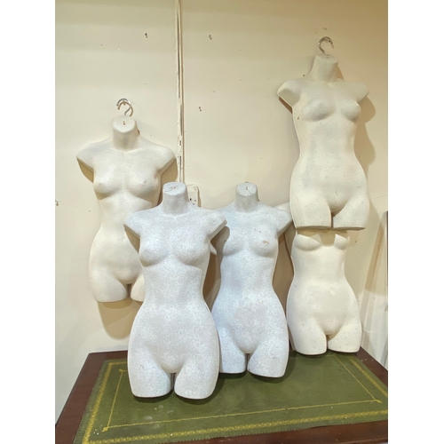 286 - 5x Texture Painted Torso Half Mannequins