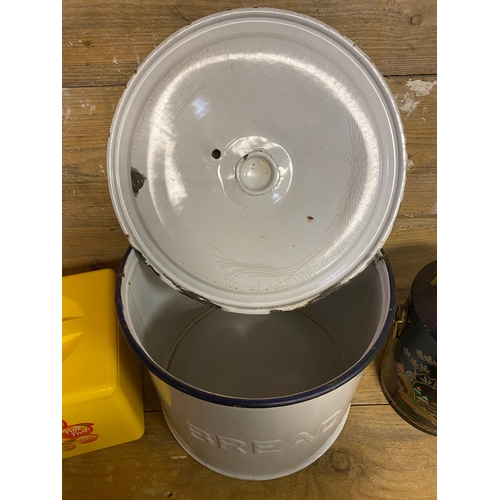 288 - Pair of Ice Buckets and Vintage Enamel Breadbin