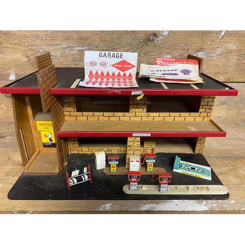 316 - Vintage Wooden Play Garage with Accessories