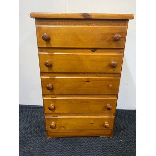 345 - Pine Chest of Drawers, one missing Handle