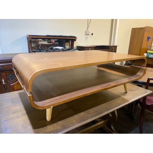 356 - Mid Century Curved Wood Coffee Table